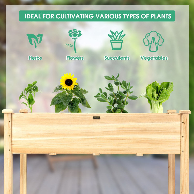 Wooden Raised Vegetable Garden Bed Elevated Grow Vegetable Planter Doba